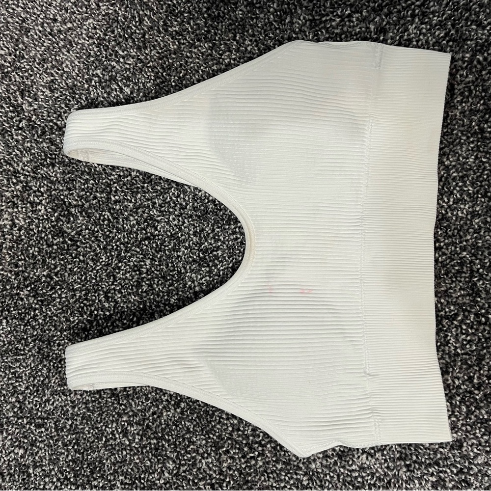 Aerie Cream Ribbed Sports Bra